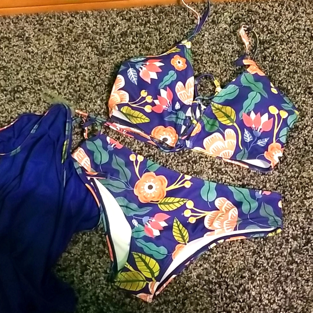 3pc Bikini swim suit floral